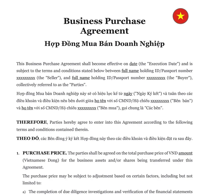 Business purchase agreement Vietnam