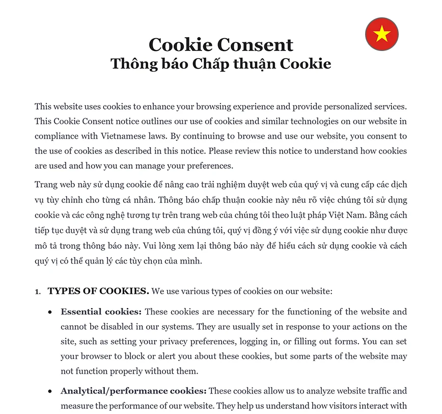 Cookie consent Vietnam