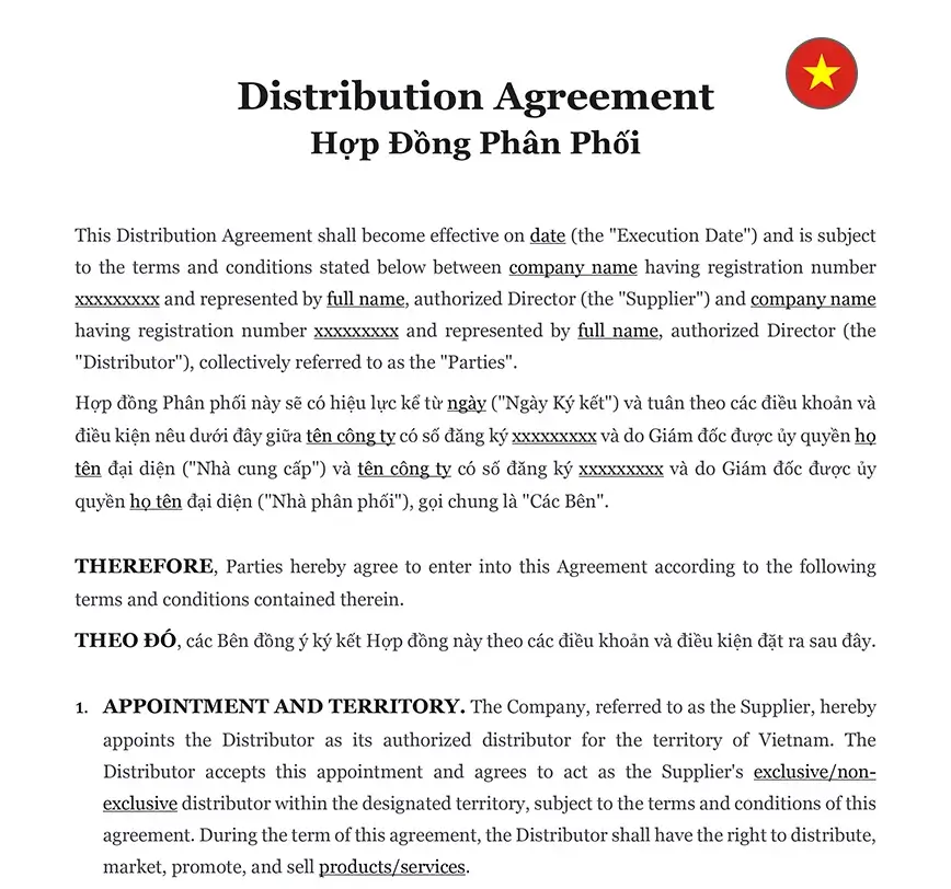 Distribution agreement Vietnam