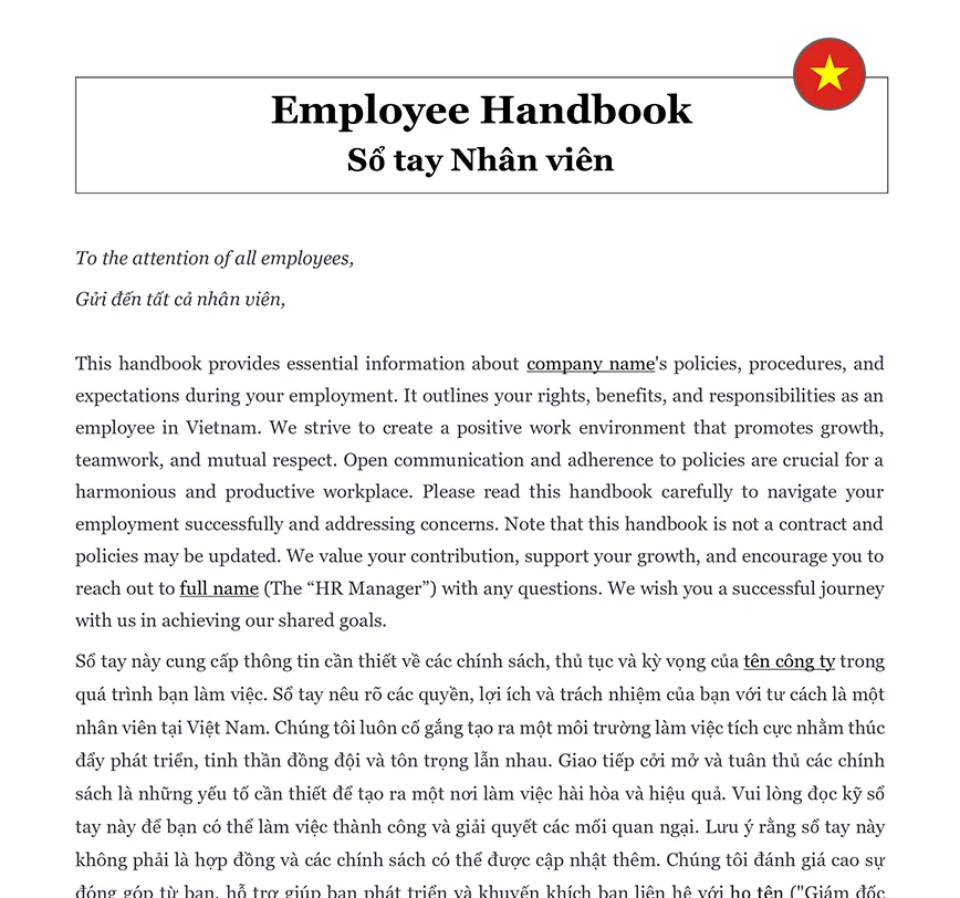 Employee handbook Vietnam