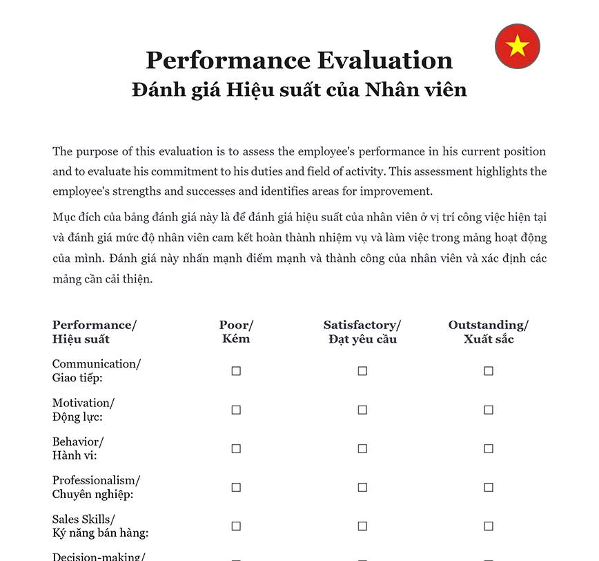 Employee performance evaluation Vietnam