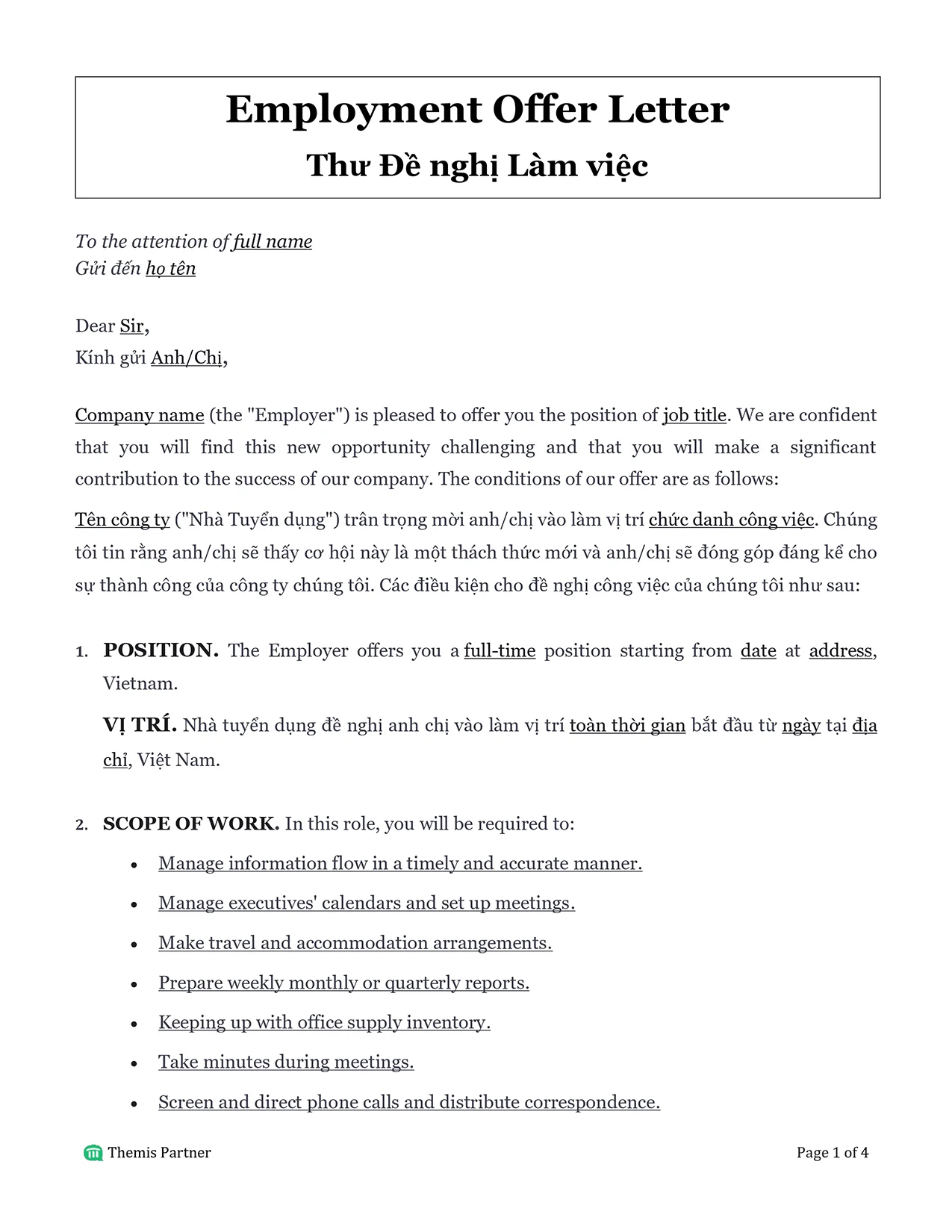 Employment offer letter Vietnam 1