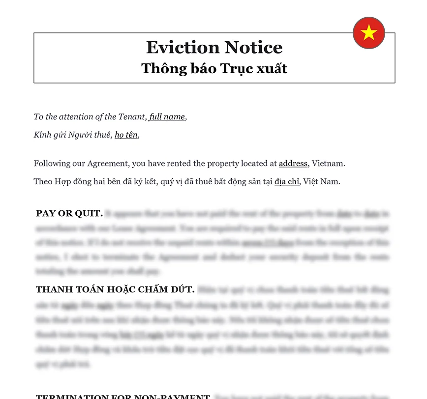 Eviction notice letter Vietnam