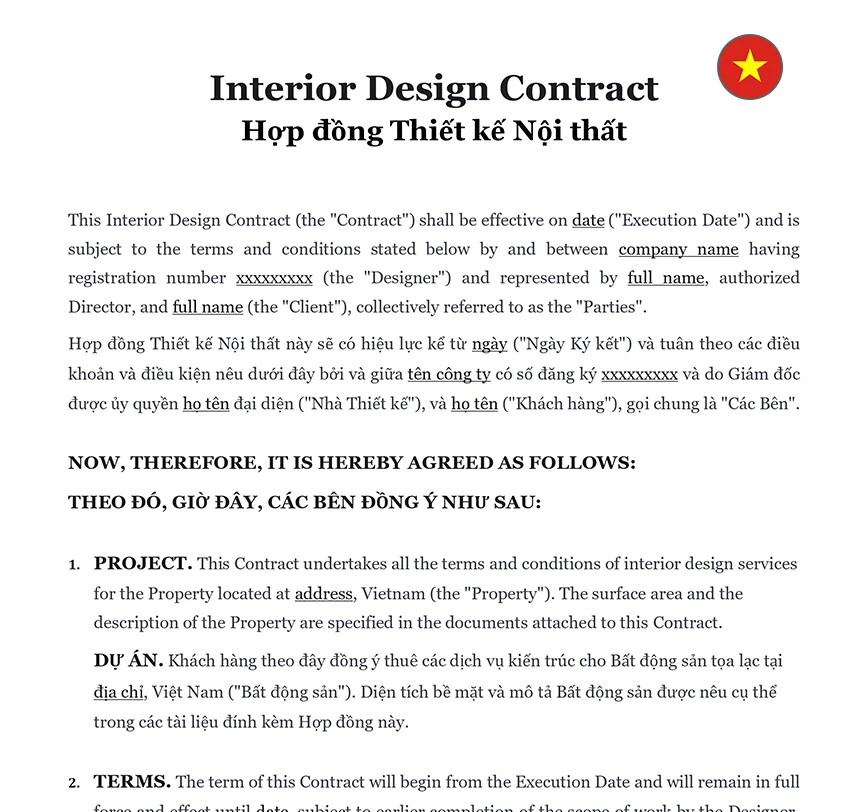 Interior design contract Vietnam