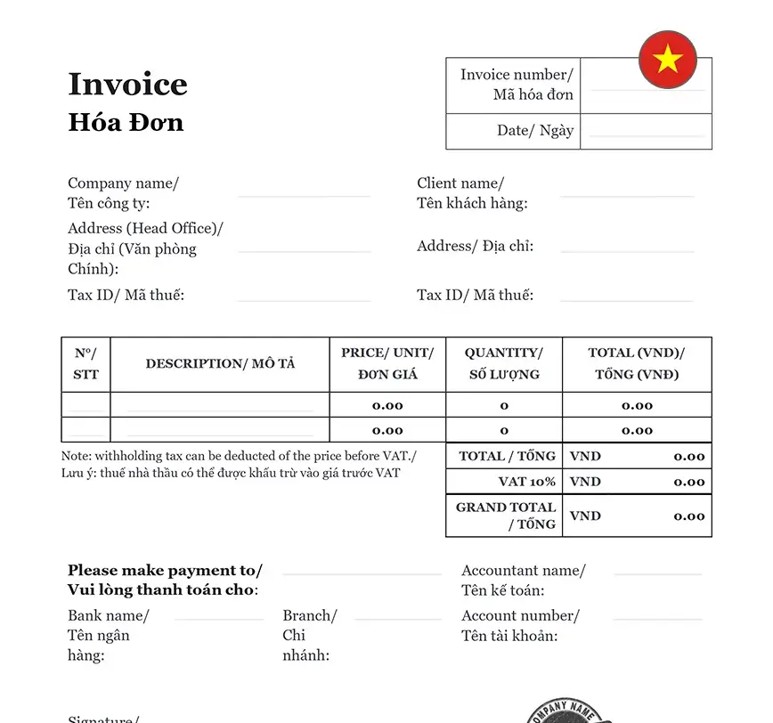 Invoice form Vietnam