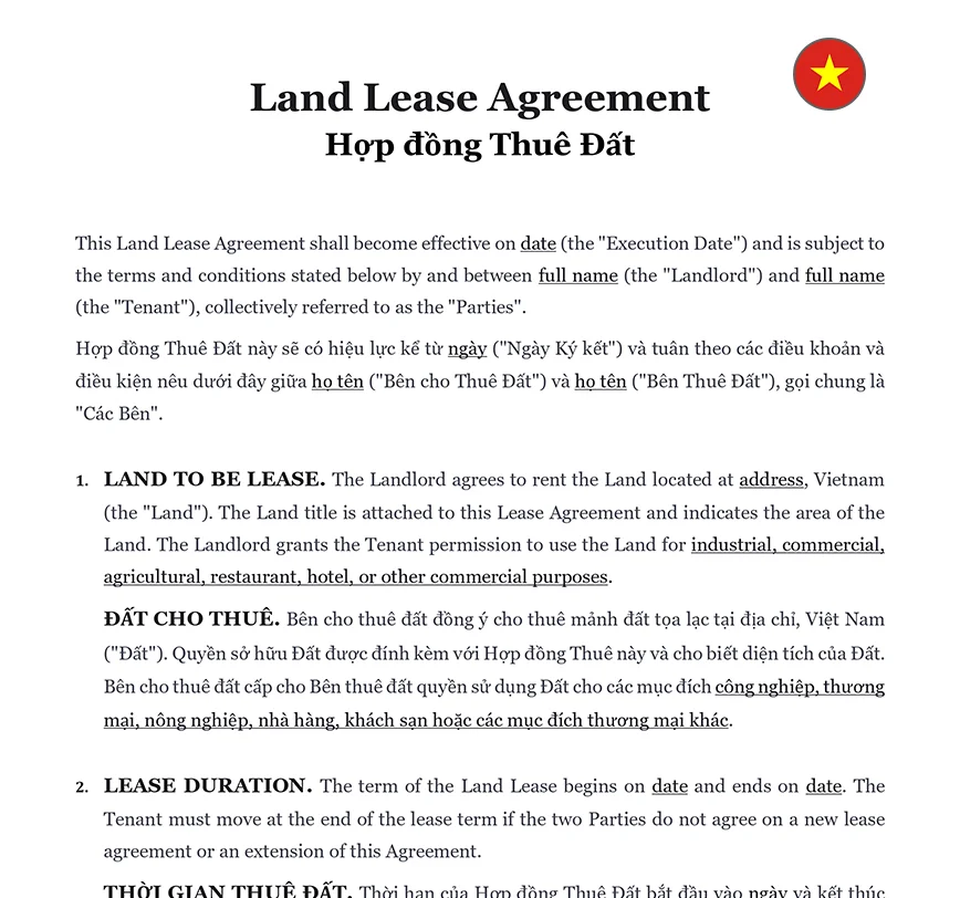 Land lease agreement Vietnam