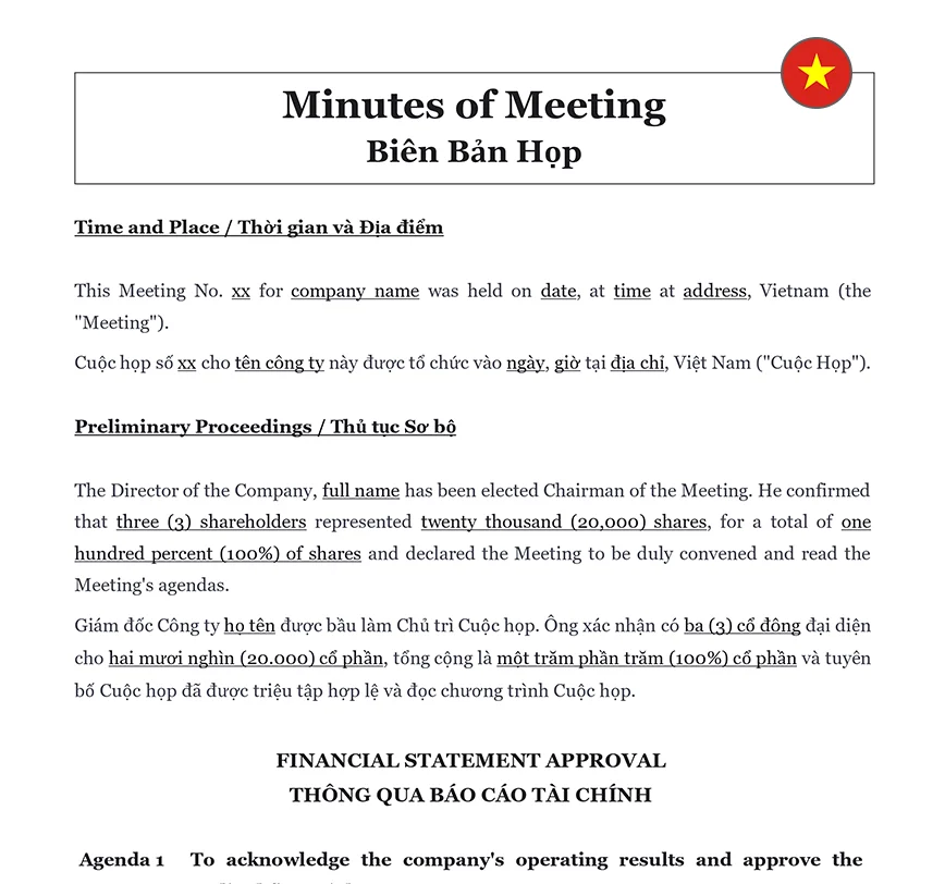 Minutes of meeting Vietnam