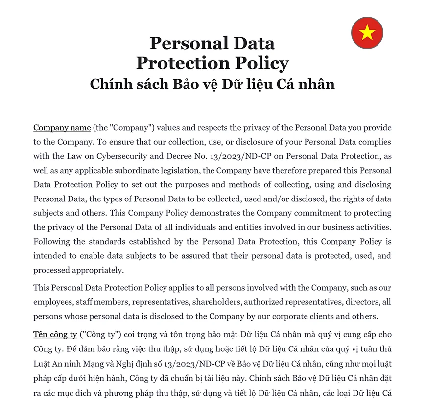 Personal data protection policy Vietnam