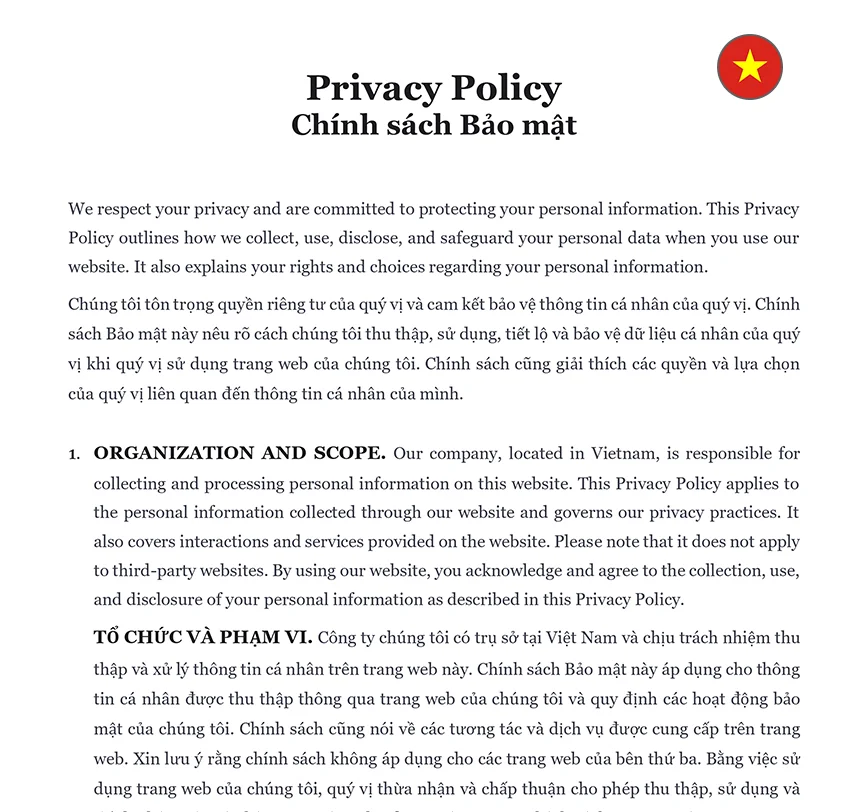 Privacy policy Vietnam