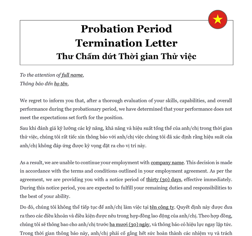 Probation period termination Vietnam