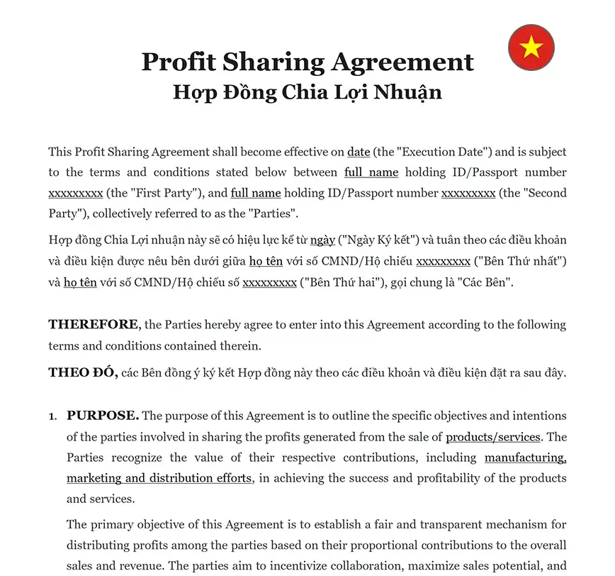 Profit sharing agreement Vietnam