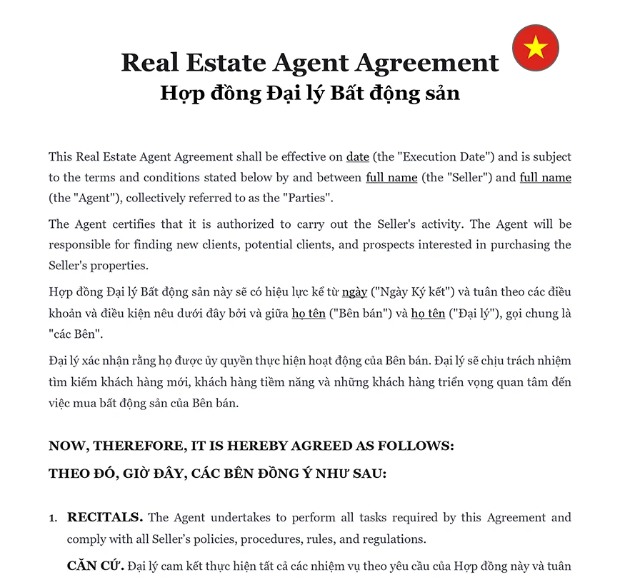 Real estate agent agreement Vietnam