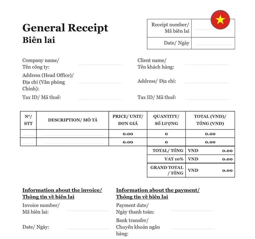 Receipt form Vietnam