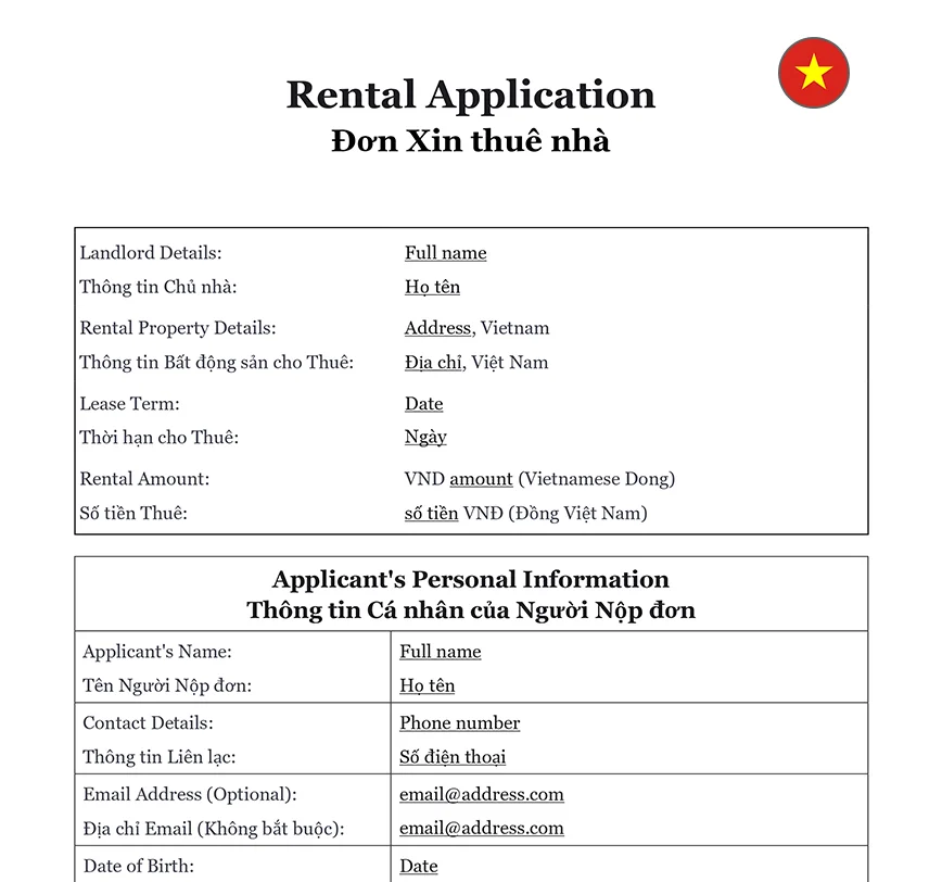 Rental application Vietnam