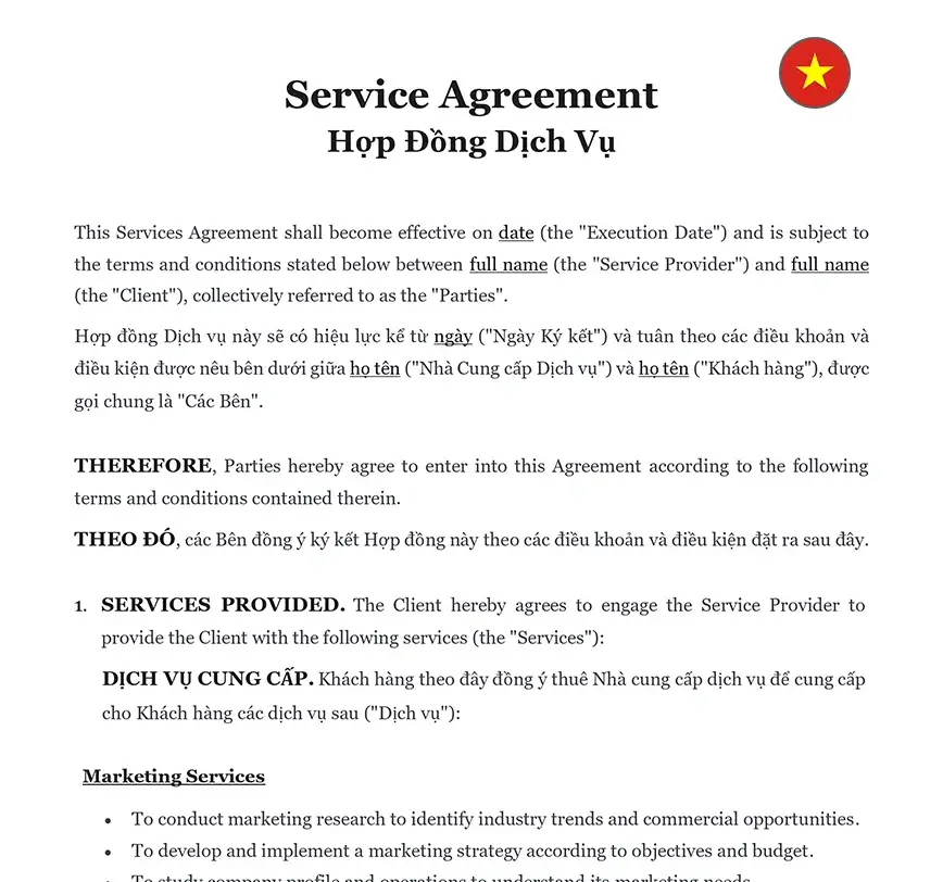 Service agreement Vietnam