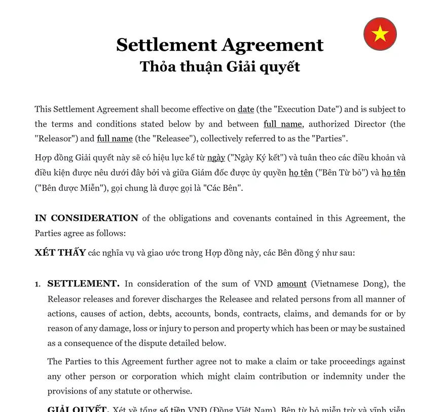 Settlement agreement Vietnam