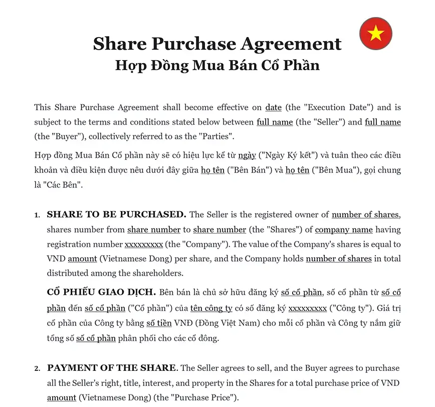 Share purchase agreement Vietnam